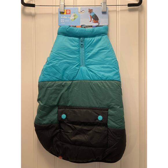 NWT Lego Target Dog‎ Color Block Puffer Jacket Size M Blue Black Lightweight - Picture 2 of 7